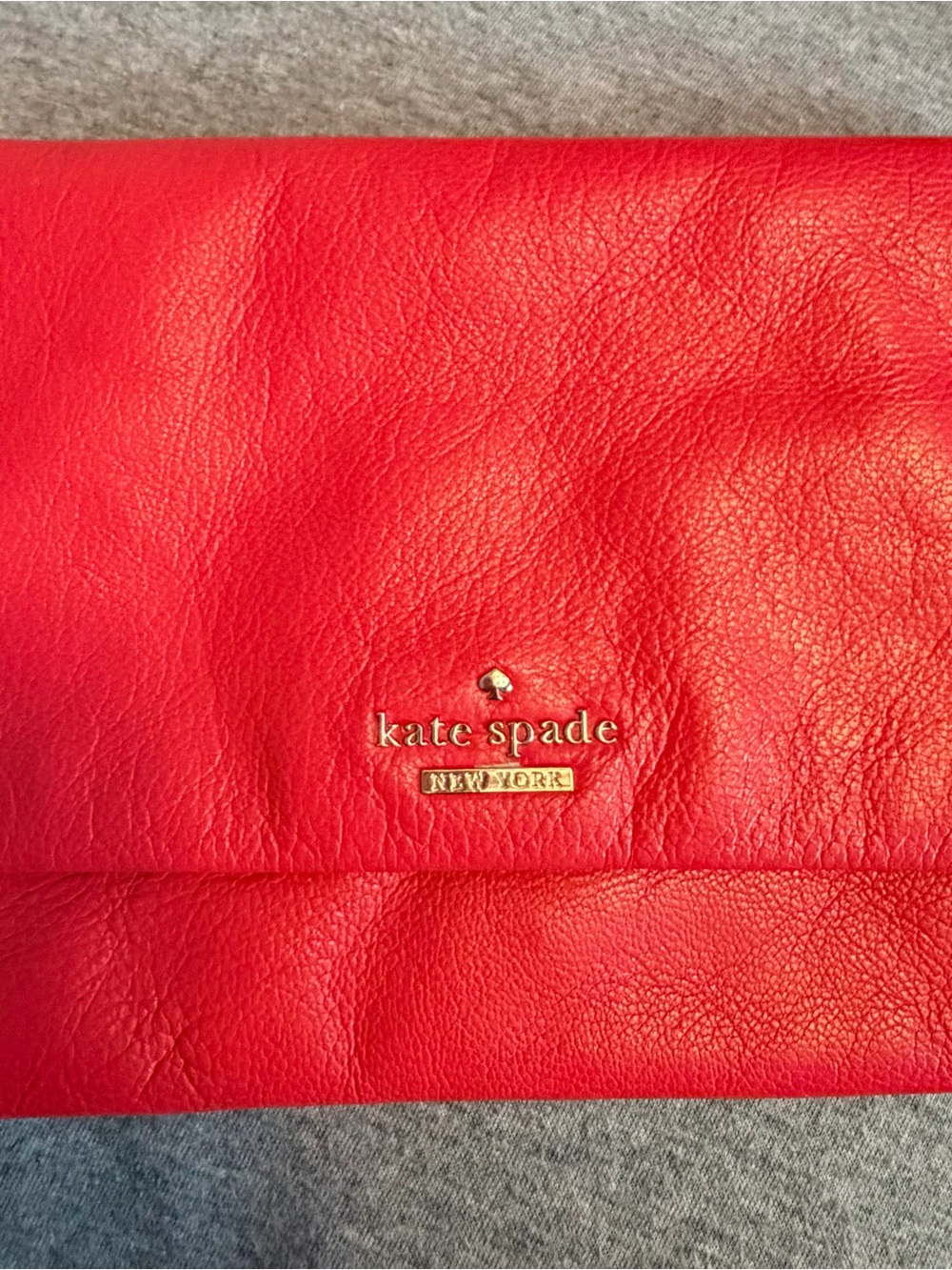 kate spade New York Red Leather Foldover Clutch